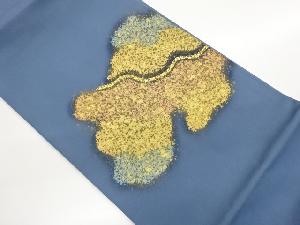 作家物　塩瀬金彩霞模様織出し開き名古屋帯（額縁仕立て）